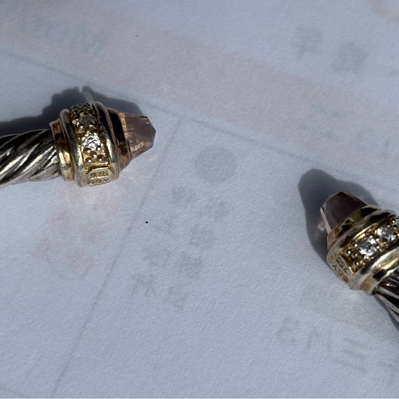 David Yurman sterling silver 5mm cable gold, Morganite with diamond bracelet - Picture 4 of 5